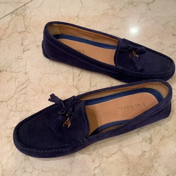 Prada navy suede driving shoes loafer - Picture 2 of 5